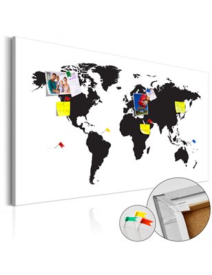 Quadri di sughero  World Map: Black & White Elegance [Cork Map]